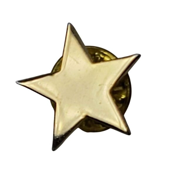 Jewelry - Gold Star Lapel Tack Pin 5 Point Metallic Gold Tone Flat